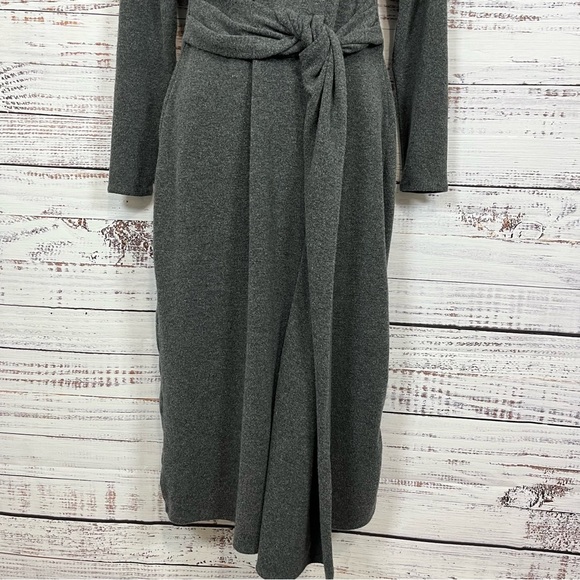 White House Black Market Heather Gray Long Sleeve Knit Dress - Picture 3 of 14